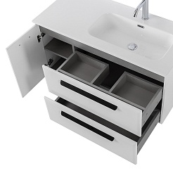 BelBagno Мебель для ванной Eco Cer-N 100-1 R bianco lucido CZR-8095-100-R ручки матовые чёрные – фотография-8