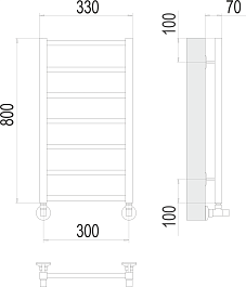 Terminus Полотенцесушитель водяной Контур П7 300x800 хром – фотография-3