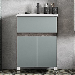 Акватон Мебель для ванной Форест 60 дуб рошелье/сумеречный голубой – фотография-4