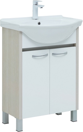 Aquanet Тумба под раковину Донна 60 белый дуб/белая – фото-1