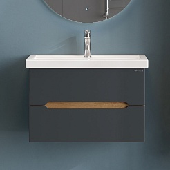 Onika Мебель для ванной Айленд 70 подвесная графит/дуб крафт – фотография-12