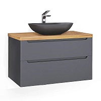 Jorno Тумба с раковиной Wood 100 серая столешница светлая