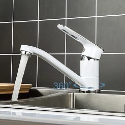 Frap Смеситель для кухни H49 F4549 белый/хром – фотография-2