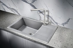 Milacio Мойка кухонная Navarra 78 Cuarzo серая металлик – фотография-3