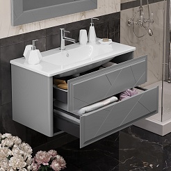 Opadiris Мебель для ванной Луиджи 100 подвесная серая матовая – фотография-7