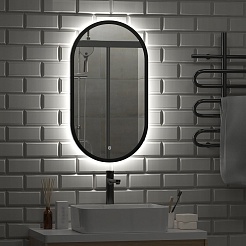 Continent Зеркало Prime Black Led 450x800 – фотография-10