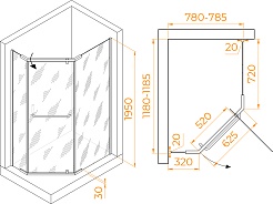 RGW Душевой уголок Passage PA-091B 120x80 профиль черный стекло прозрачное – фотография-3
