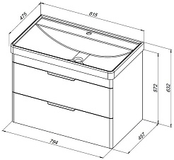 Aquanet Тумба под раковину Ирис New 80 2 ящика подвесная белая глянцевая – фотография-9