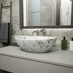 Teymi Раковина накладная в ванную Lori 40 белый мрамор T50495 – фотография-3