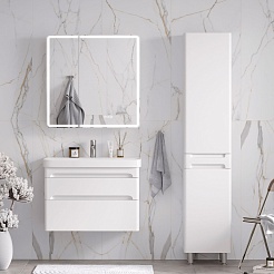 Equil Тумба с раковиной Nice 80 2 ящика подвесная белая – фотография-12