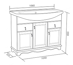 Bas Мебель для ванной Варна 105 орех, глухие дверцы – фотография-4
