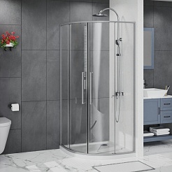Azario Душевой уголок Shanghai 100/100 профиль матовый графит стекло прозрачное – фотография-2