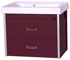 Misty Тумба с раковиной Джулия QVATRO 65 подвесная бордовая – фотография-1