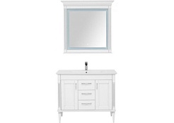 Aquanet Тумба с раковиной Селена 105 (3 ящика, 2 дверцы), белая/патина серебро – фотография-4