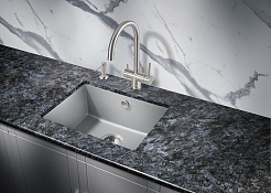 Milacio Мойка кухонная Leon 55 Cuarzo серая металлик – фотография-3