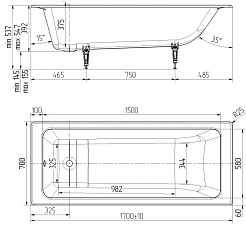 Maroni Ванна чугунная Comfort 170х70 – фотография-3