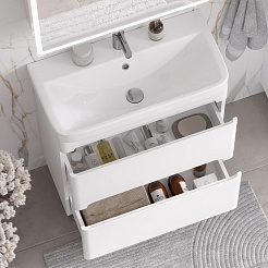 Equil Тумба с раковиной Nice 60 2 ящика напольная белая – фотография-8