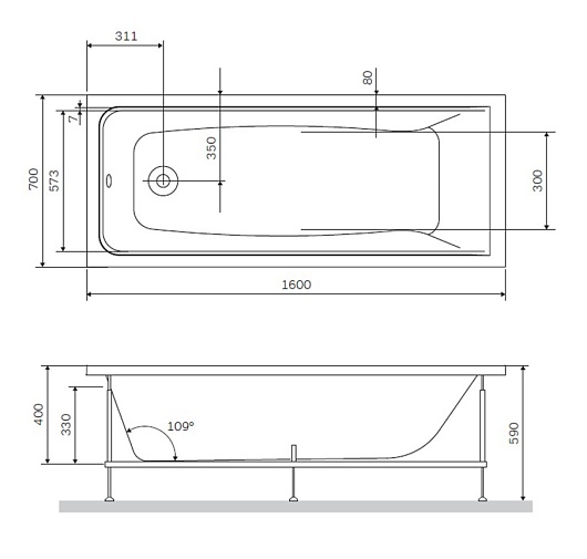 Am.Pm Каркас для ванны Gem 160х70 W90A-160-070W-R – фотография-2