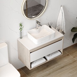 Teymi Раковина накладная Helmi S 48 T50284 белый мрамор – фотография-7