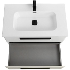 Cezares Тумба с раковиной Eco Cer-N 80 брашированная альпака CZR-8095-80 ручки матовые чёрные – фотография-4