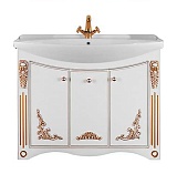 Водолей Тумба с раковиной "Кармен 105" с дверцами, белая/золото