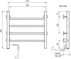 Domoterm Полотенцесушитель электрический Классик DMT 109-4 50x50 ЧРН EK L черный – фотография-4