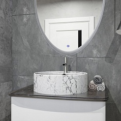 Teymi Раковина накладная в ванную Lina S D40 белый мрамор T50193 – фотография-9