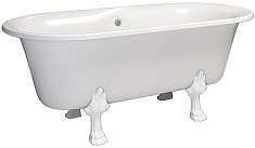 Фэма Ванна из литьевого мрамора Феррара (ножки белые, слив-перелив хром)