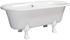 Фэма Ванна из литьевого мрамора Феррара (ножки белые, слив-перелив хром) – фотография-1