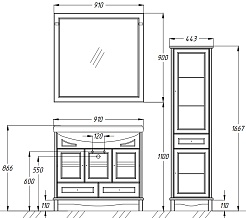 Opadiris Зеркало для ванной Омега 90 слоновая кость – фотография-3