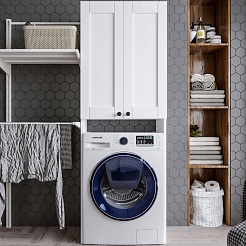 Бриклаер Пенал Хелена 64 рамочный над стиральной машиной белый – фотография-1