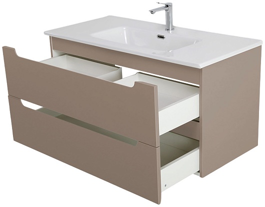 BelBagno Тумба под раковину Etna 100 подвесная бежевая матовая – картинка-9