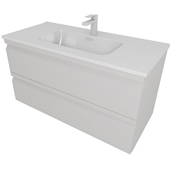 Aquatek Тумба с раковиной Вега 100 подвесная серый туман – фотография-1