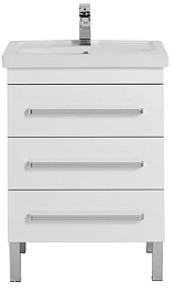 Aquanet Тумба с раковиной Сиена 60 напольная, ящики, белая – фотография-2