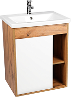 Viant Тумба под раковину Бостон 50 подвесная белая/дуб вотан