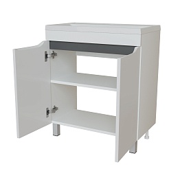 Mixline Тумба с раковиной Лайн 70 2 дверцы белая – фотография-2