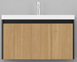 Velvex Тумба под раковину подвесная Klaufs 90 черная/дерево – фотография-1