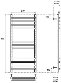 Point Полотенцесушитель водяной П12 500x800 PN90158S хром – фотография-3