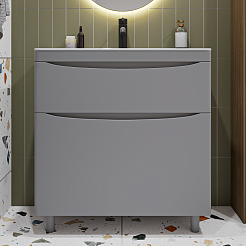 Vivon Тумба с раковиной Ostin 80 напольная серая матовая – фотография-1