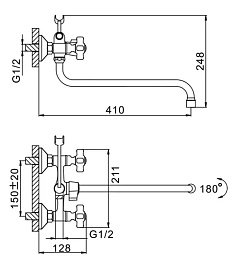 Frap Смеситель для ванны H18 F2618 хром – фотография-3