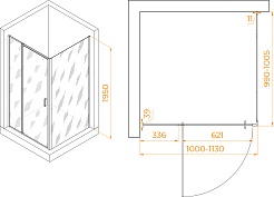 RGW Душевой уголок Passage PA-078B (PA-008B + Z-050-2B) 100x100 профиль черный стекло прозрачное – фотография-3