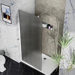 Azario Душевая перегородка Walk-in 120/195 рифленое стекло профиль матовый графит – фотография-2