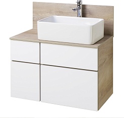 Акватон Мебель для ванной Мишель 80 дуб эндгрейн/белый – фотография-2