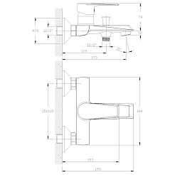 Rossinka Смеситель RS28-31 для ванны с душем – фотография-2