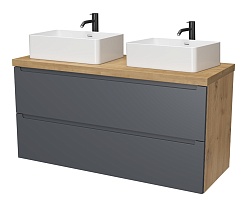 Зов Тумба под раковину Дион 120 подвесная под столешницу матовый графит/дуб – фотография-1