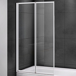 Cezares Шторка на ванну Relax RELAX-V-2-80/140-C-Bi 80 профиль белый стекло прозрачное – фотография-1