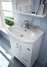 СанТа Тумба с раковиной Уют 55 с ящиками – фотография-5