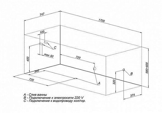Aquanet Акриловая ванна Valencia 170x75 – картинка-9