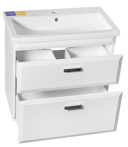 Style Line Тумба для умывальника Лотос 80 Люкс белая PLUS подвесная – картинка-3