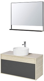 Акватон Мебель для ванной Лофт Урбан 100 графит\орегон, Мила круглая – фотография-1